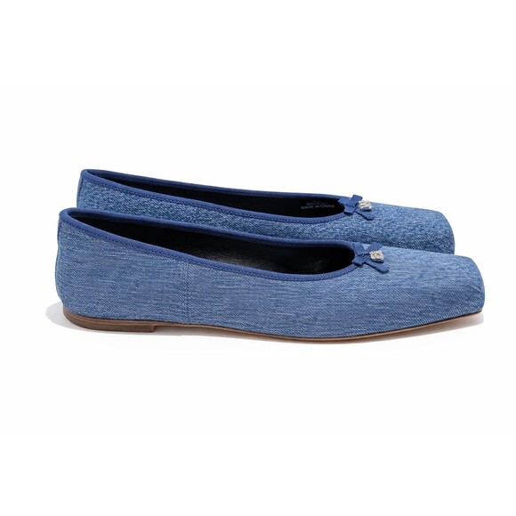 Alexander Wang Billie Flat Womens Size 9 Square Toe Ballet Shoes Indigo Denim - Picture 5 of 16